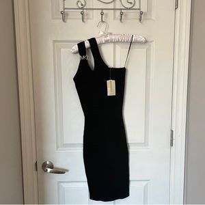 Michael Kors BRAND NWT Cutout Ribbed One Shoulder Black Evening Dress Size Small